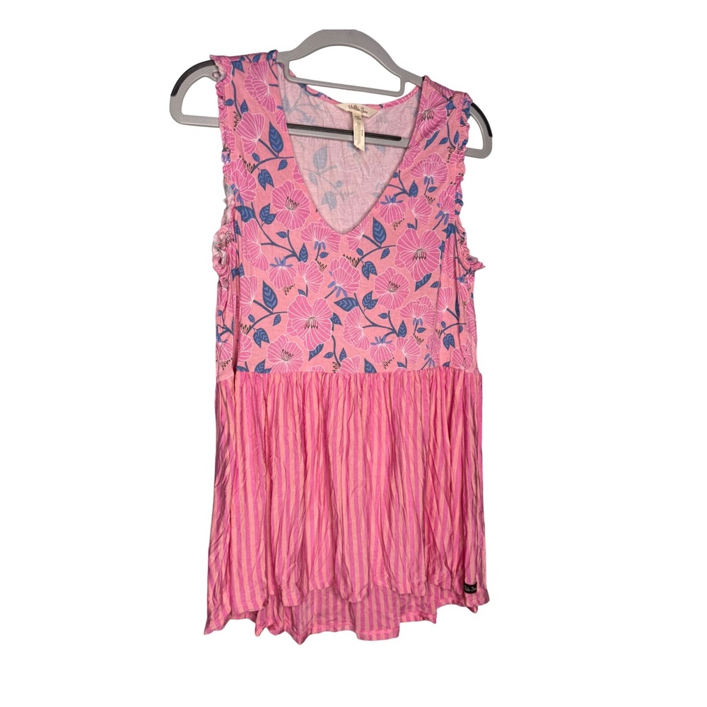Matilda Jane pink and blue floral print flutter sleeve blouse